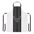 Dune-inspired black and white striped apron with Atreides house banner design