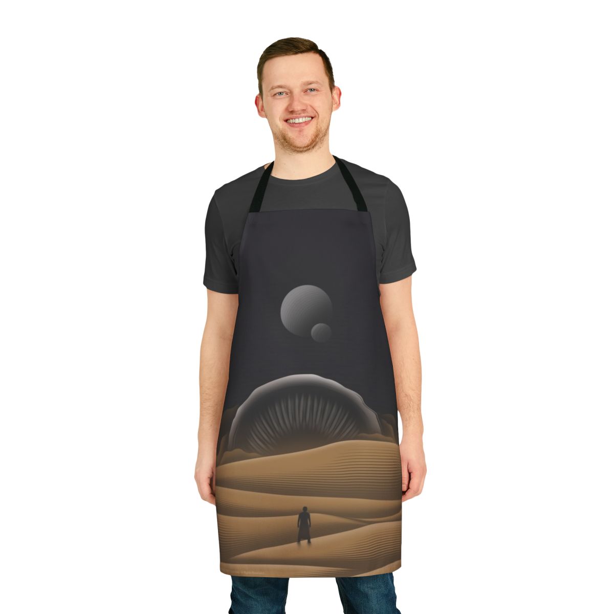 Dune-inspired apron featuring a sandworm design, perfect for sci-fi fans