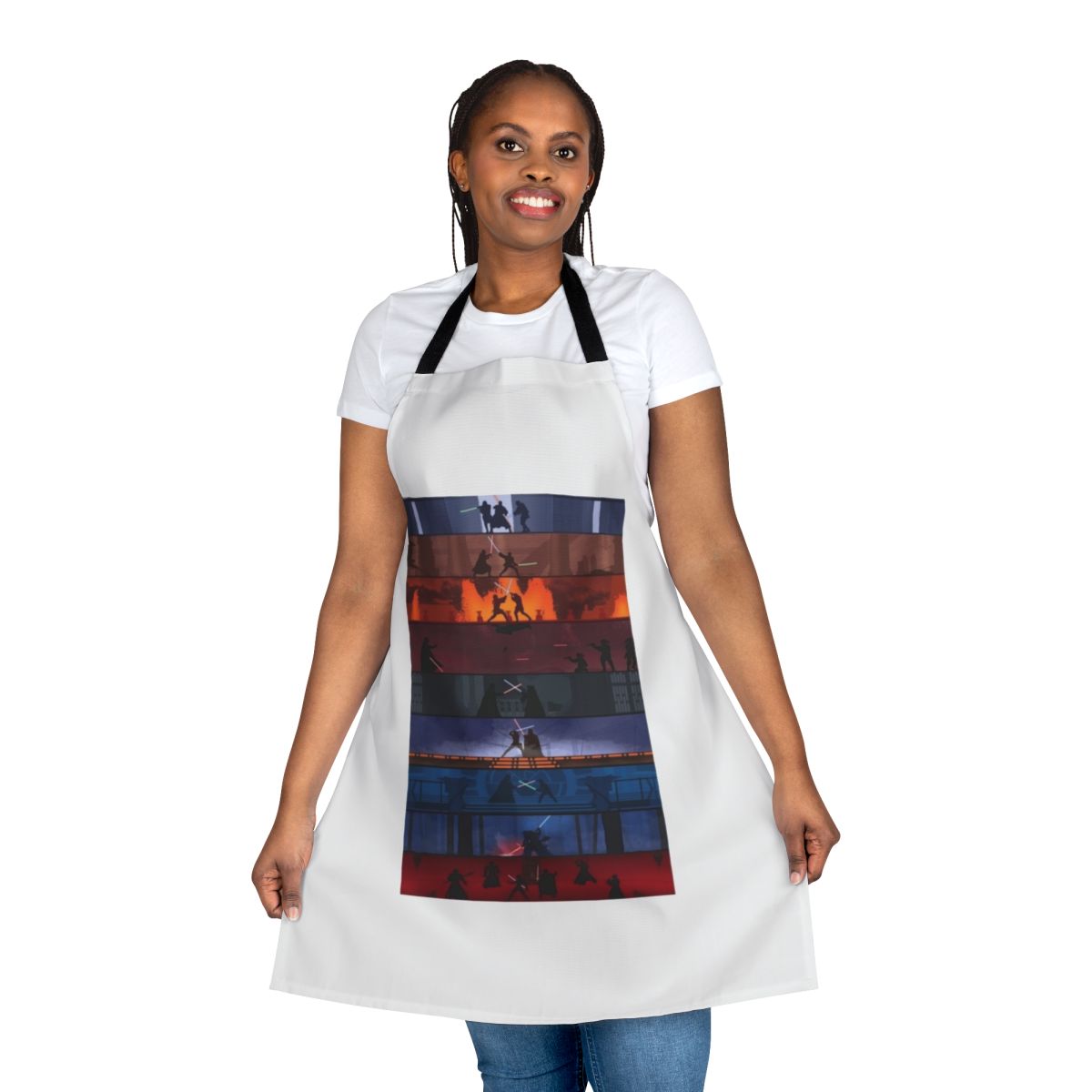 Sci-Fi Inspired Apron with Star Wars Lightsaber and Character Graphics