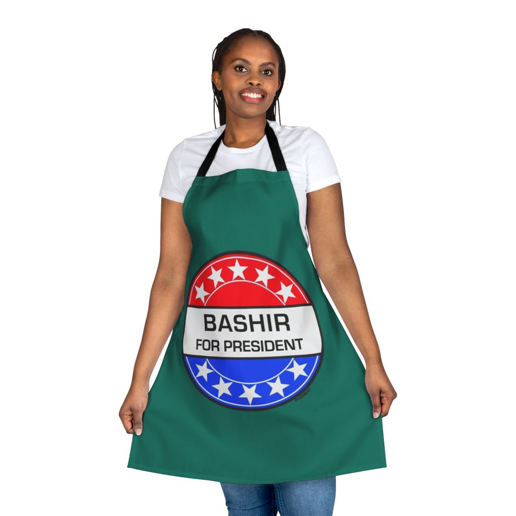 Bashir For President sci-fi themed apron with pop art design