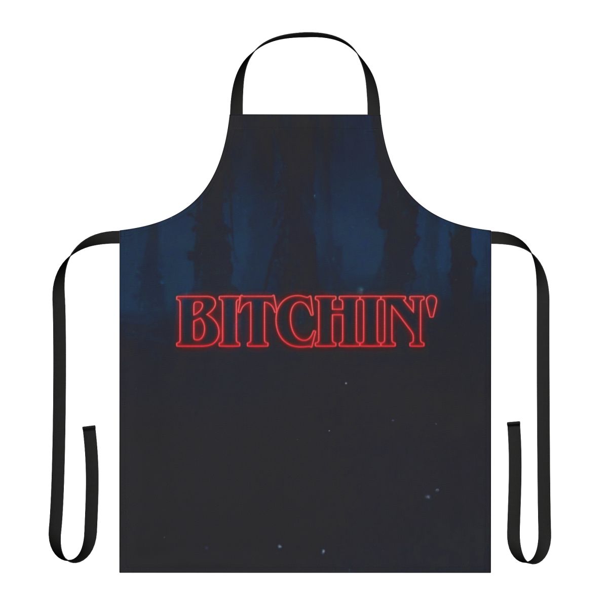 Bitchin' Apron featuring Eleven, Mike, and the Demorgogon from Stranger Things