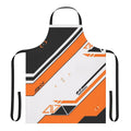 An orange and black patterned kitchen apron inspired by the Counter Strike: Global Offensive "Asiimov" weapon skin.
