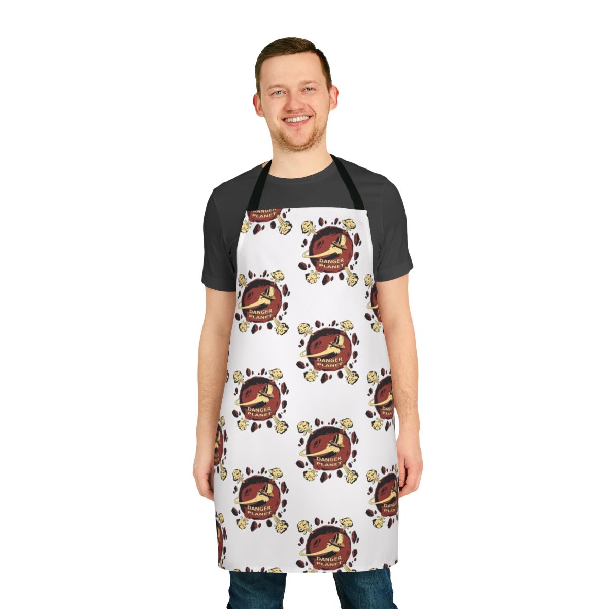 Sci-Fi Inspired Danger Planet Logo Apron, Featuring a Stylized Planet Graphic