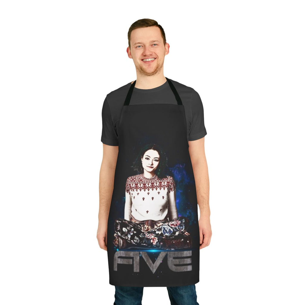 Apron featuring the character Five from the sci-fi TV series Dark Matter