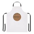 A round dark pattern apron inspired by the sci-fi classic Dune, featuring the planet Arrakis and the House Atreides logo.