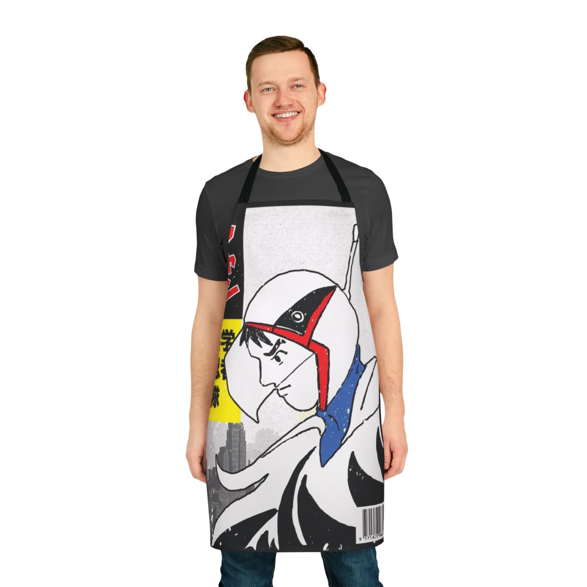 Stylish apron featuring retro Gatchaman anime design