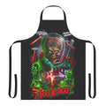 A stylish sci-fi inspired kitchen apron featuring the iconic aliens from the classic film "Mars Attacks".
