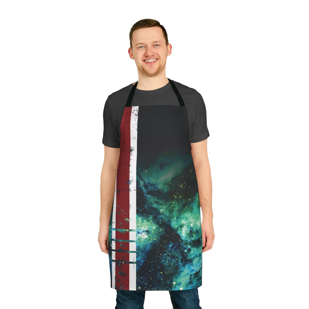 Mass Effect-inspired apron with armor stripe design