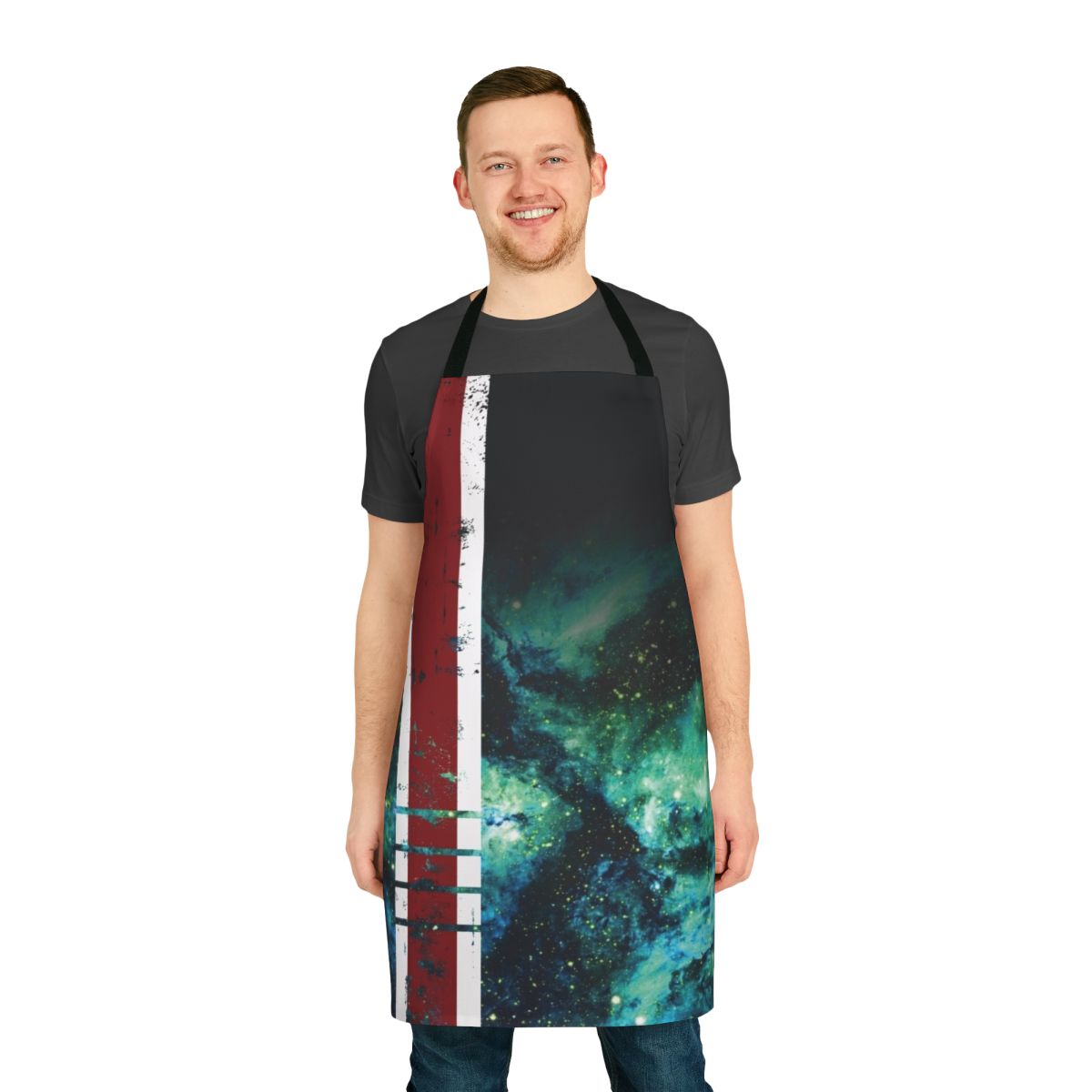 Mass Effect-inspired apron with armor stripe design
