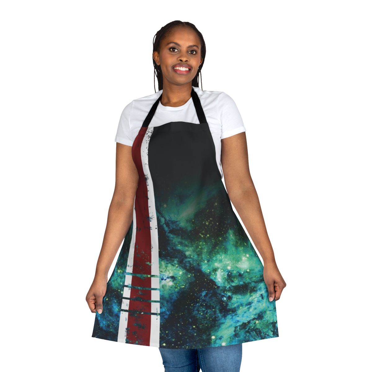 Mass Effect-inspired apron with armor stripe design