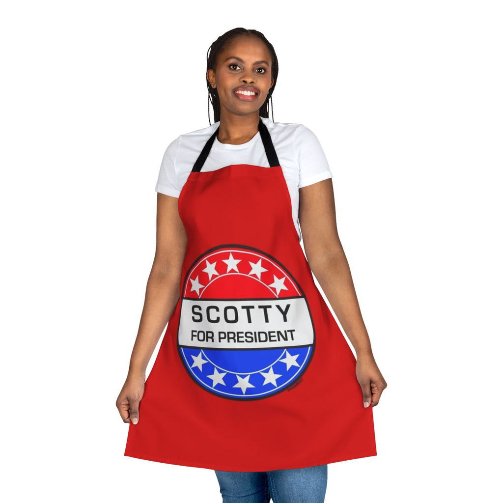 Sci-Fi inspired "Scotty For President" apron featuring retro Star Trek graphics