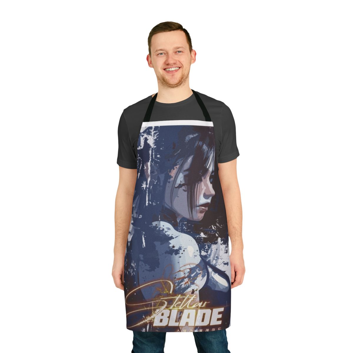 Apron featuring Stellar Blade character art, a sci-fi themed design for gamers and fans.