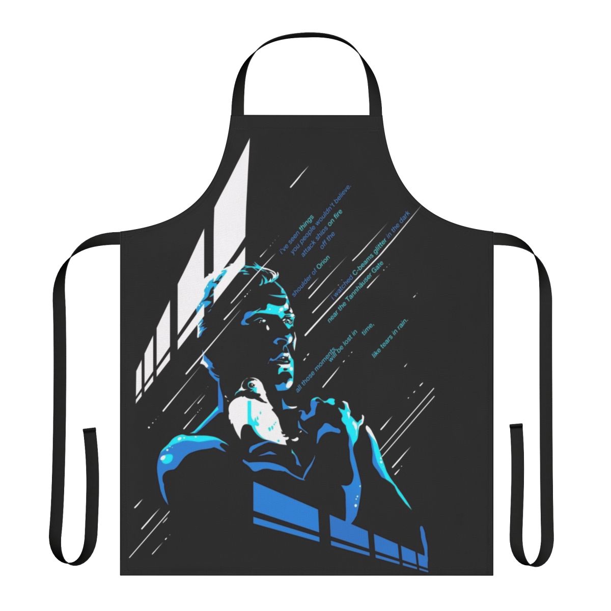 Sci-Fi Inspired "Tears in Rain" Apron with Blade Runner Imagery