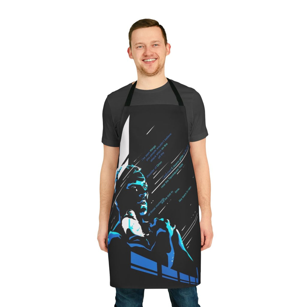 Sci-Fi Inspired "Tears in Rain" Apron with Blade Runner Imagery