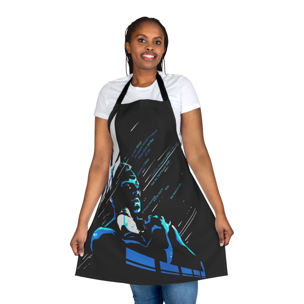 Sci-Fi Inspired "Tears in Rain" Apron with Blade Runner Imagery