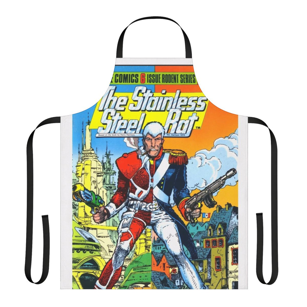 The Stainless Steel Rat-themed apron featuring a sleek, stainless steel design