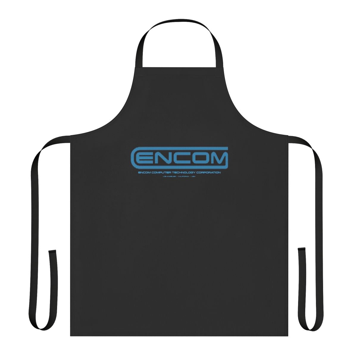 Tron-themed apron featuring the ENCOM logo and Flynn's Grid design