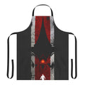 Unisex apron featuring a mass effect-inspired design with commander shepard, geth, quarians, and other elements from the sci-fi franchise.