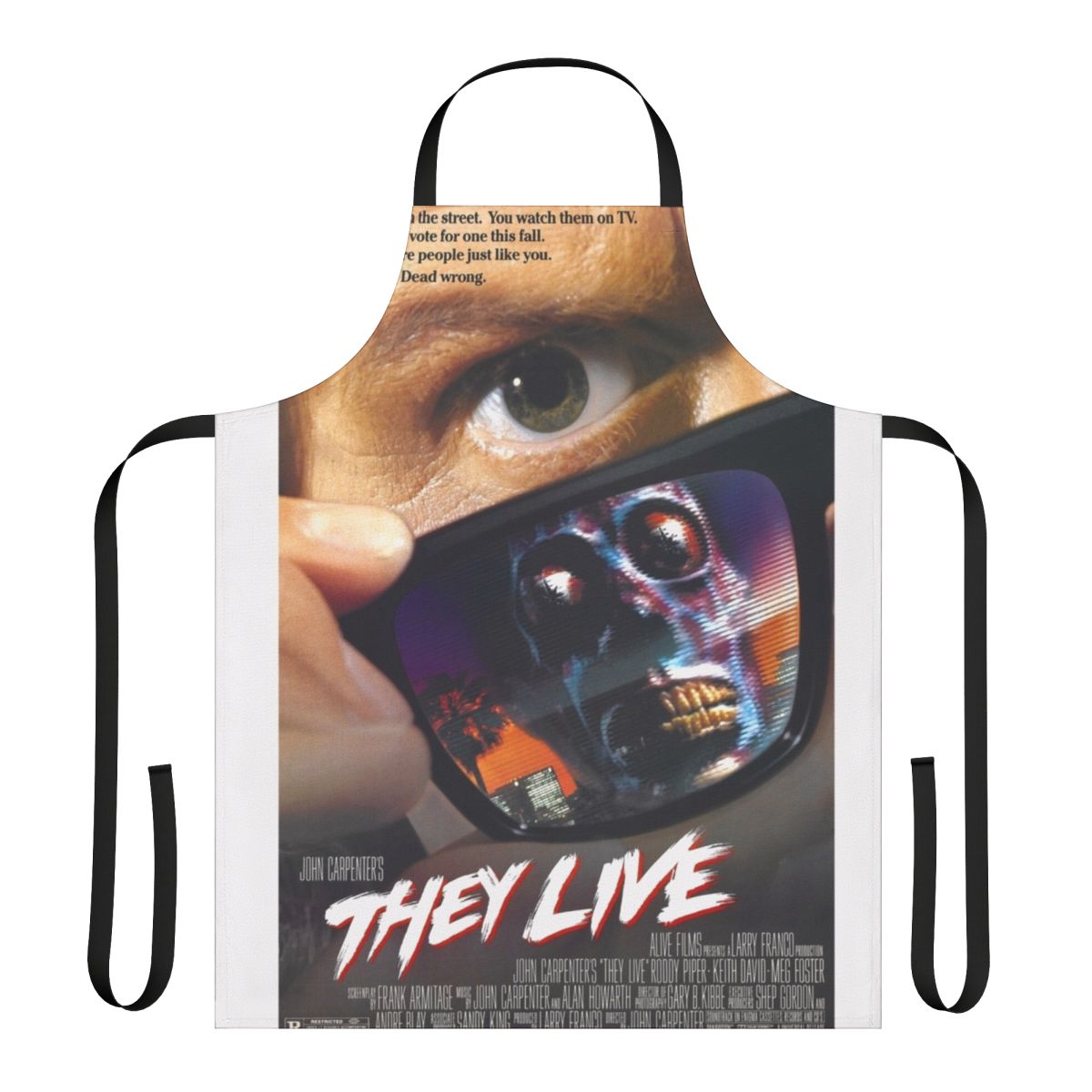 Sci-fi movie inspired apron featuring aliens and space creatures
