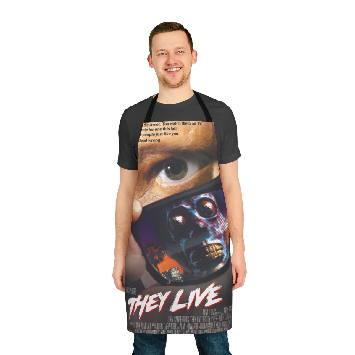 Sci-fi movie inspired apron featuring aliens and space creatures