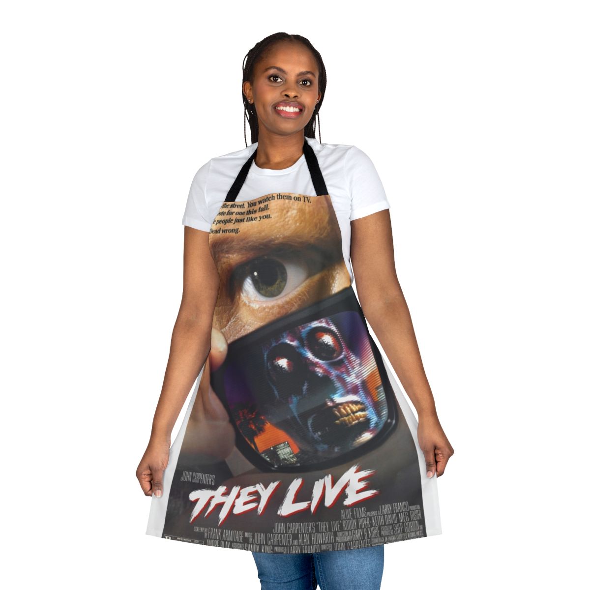 Sci-fi movie inspired apron featuring aliens and space creatures