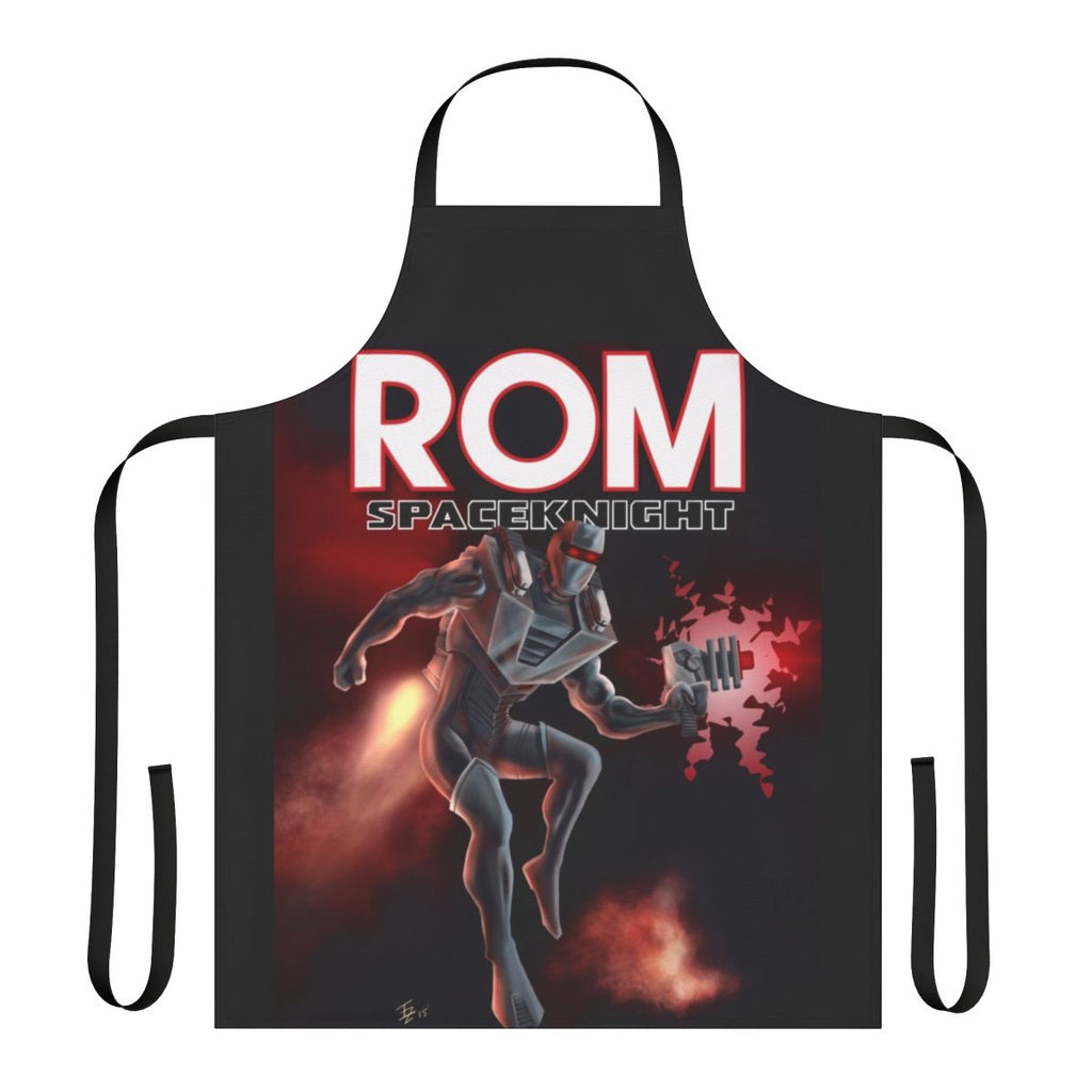 A stylish and durable apron featuring a sci-fi robot design inspired by the Marvel Spaceknight character.