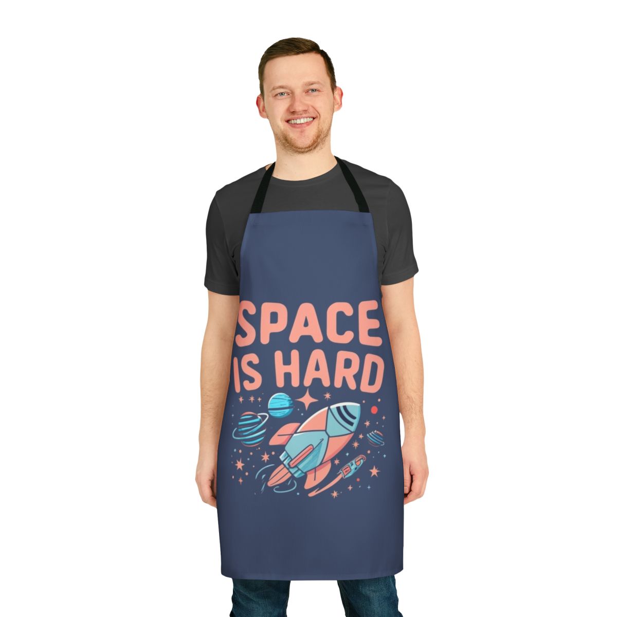 Sci-Fi Space-Themed Apron with "Space Is Hard" Quote