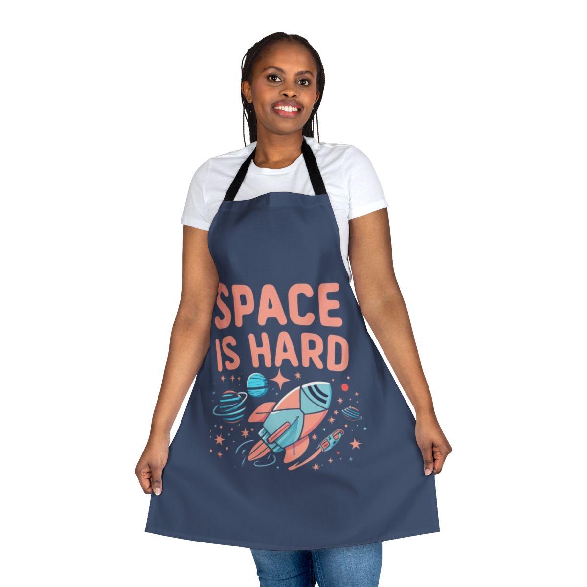 Sci-Fi Space-Themed Apron with "Space Is Hard" Quote