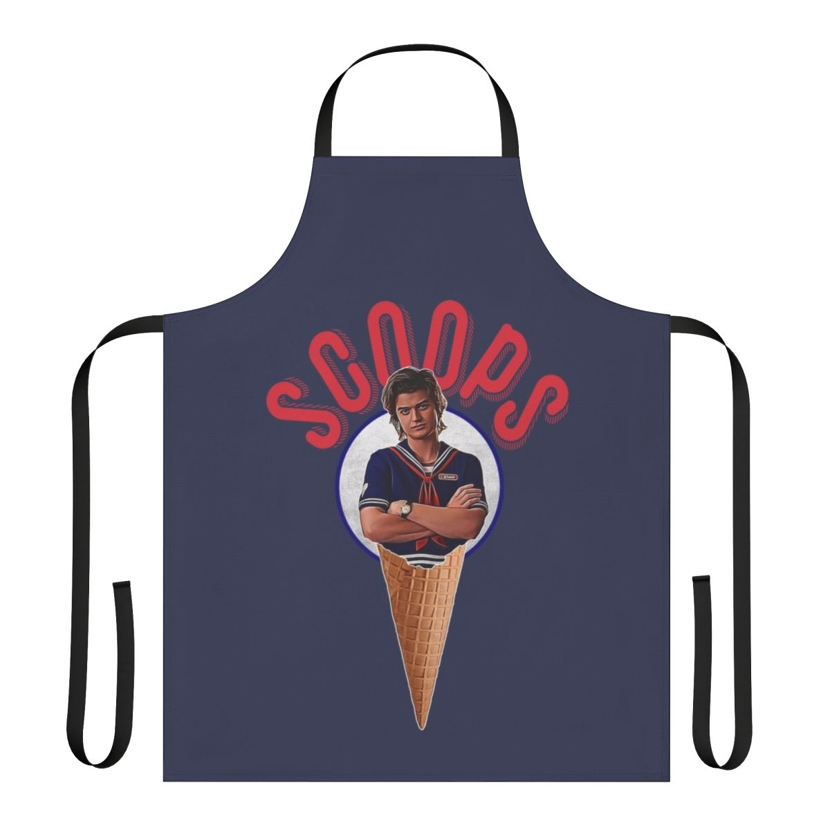 Scoops-inspired apron with sailor cone and waffle cone design