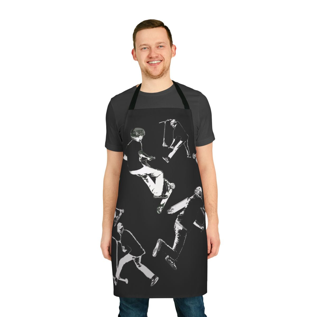 Scooter stunts fun apron, featuring a vibrant design perfect for summer sports and trick scooter enthusiasts.