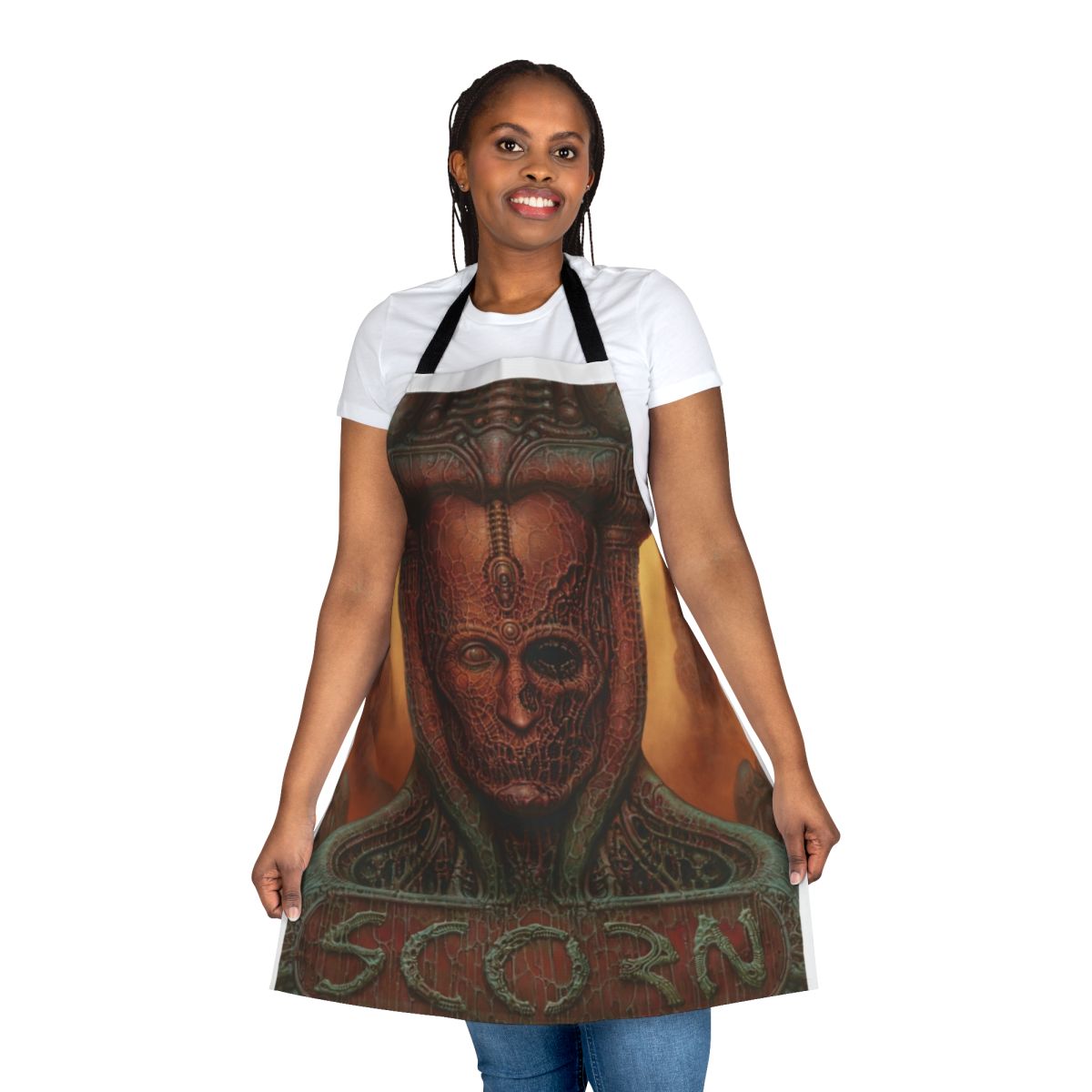 Durable apron featuring iconic imagery and characters from the acclaimed horror video game Scorn