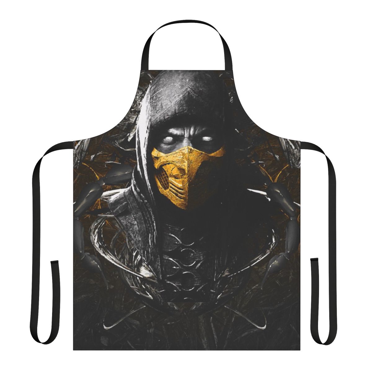 Scorpion inspired apron featuring the iconic ninja from the Mortal Kombat video game franchise