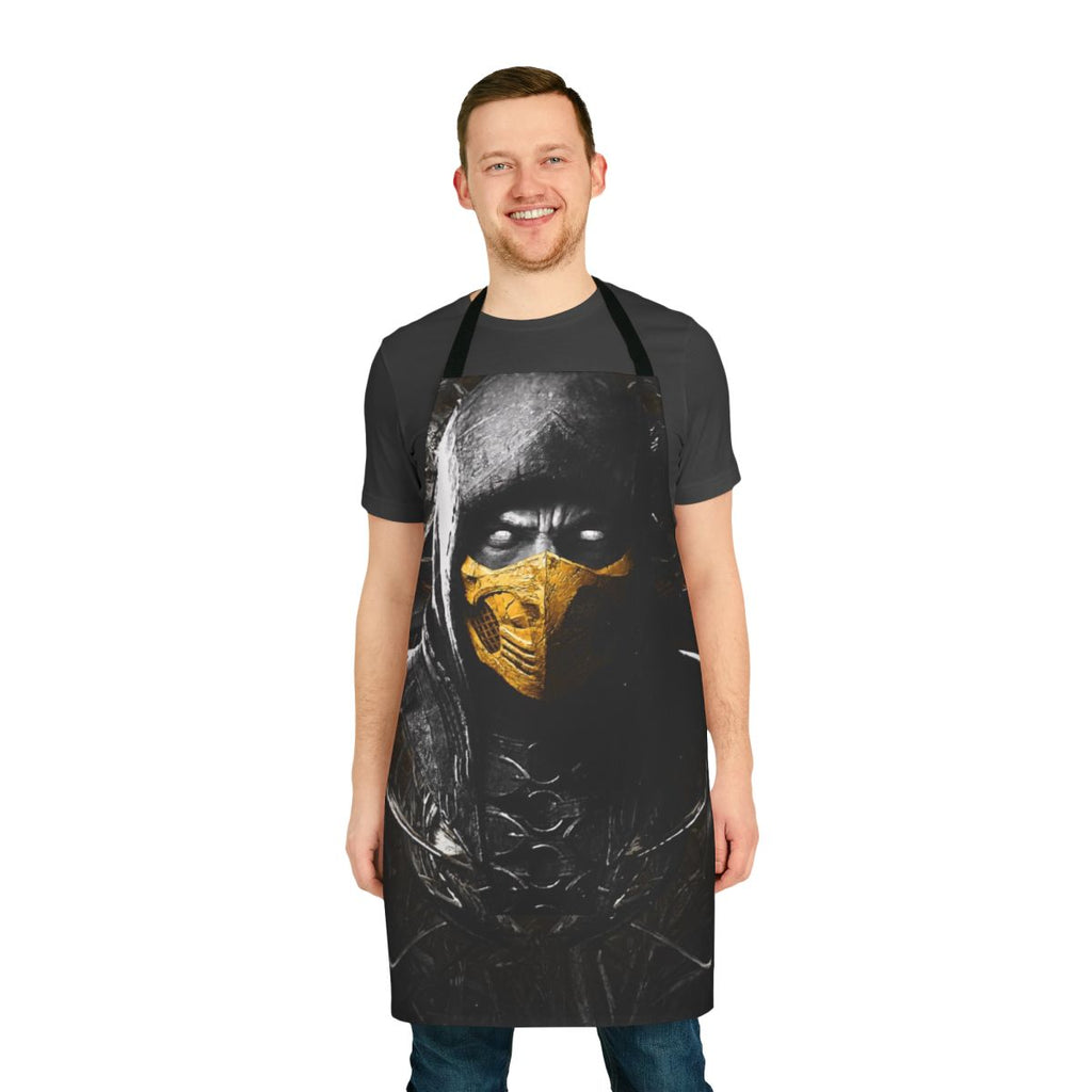 Scorpion inspired apron featuring the iconic ninja from the Mortal Kombat video game franchise