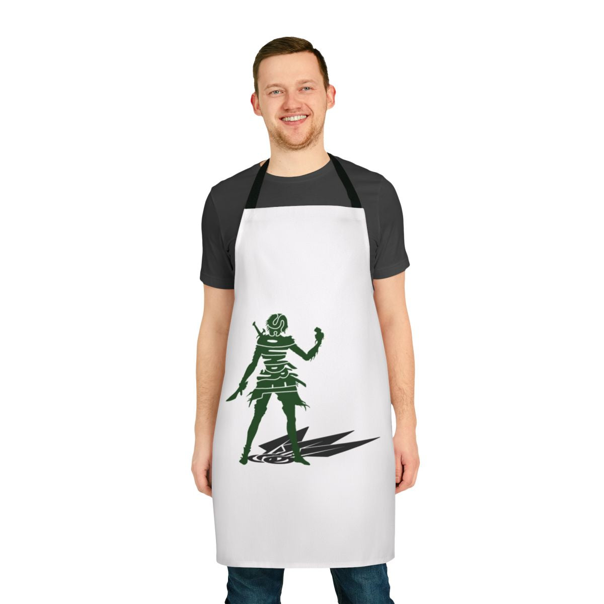 Scoundrel-themed gaming apron with Gloomhaven-inspired graphic design
