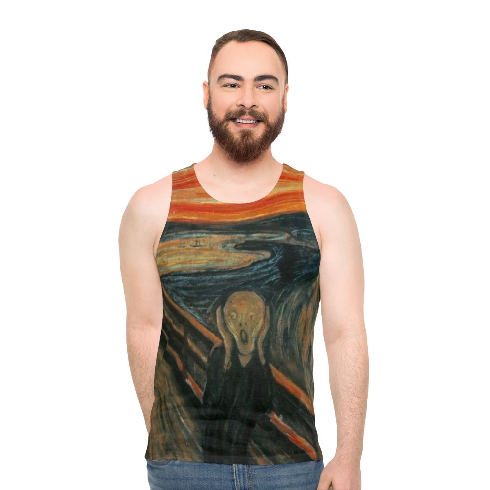 Unisex tank top featuring "The Scream" by Edvard Munch