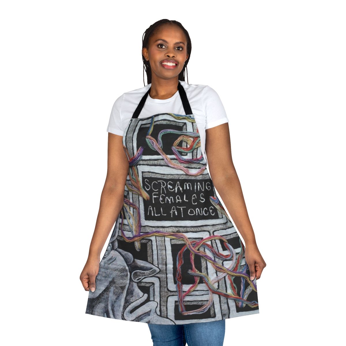 Screaming Females band logo printed on a high-quality women's apron