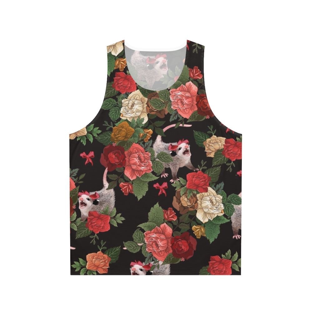 Screaming opossum floral print unisex tank top
