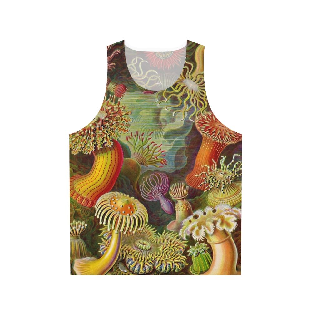 Vintage sea anemone design by Ernst Haeckel on a unisex tank top