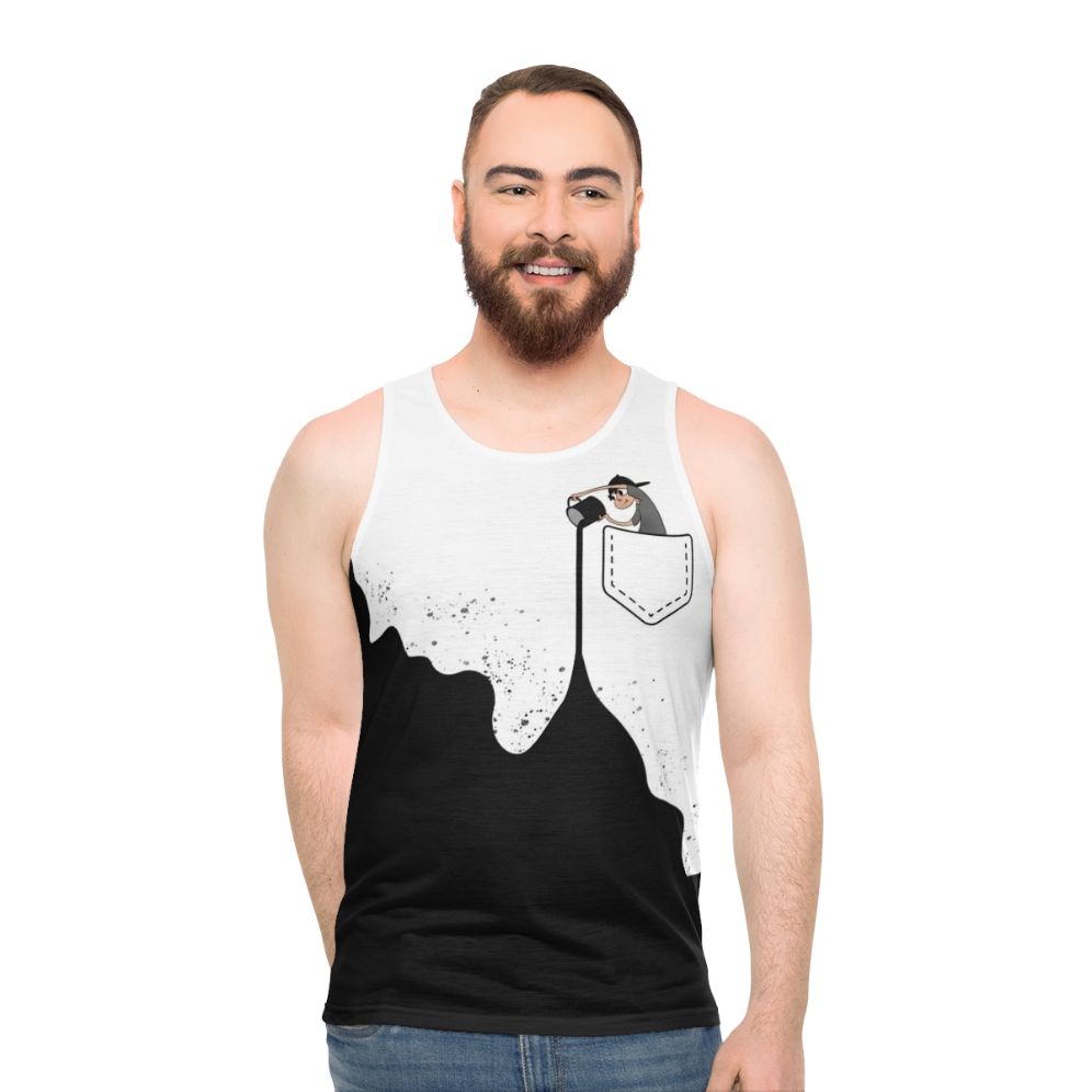 Unisex tank top with abstract paint splatter design