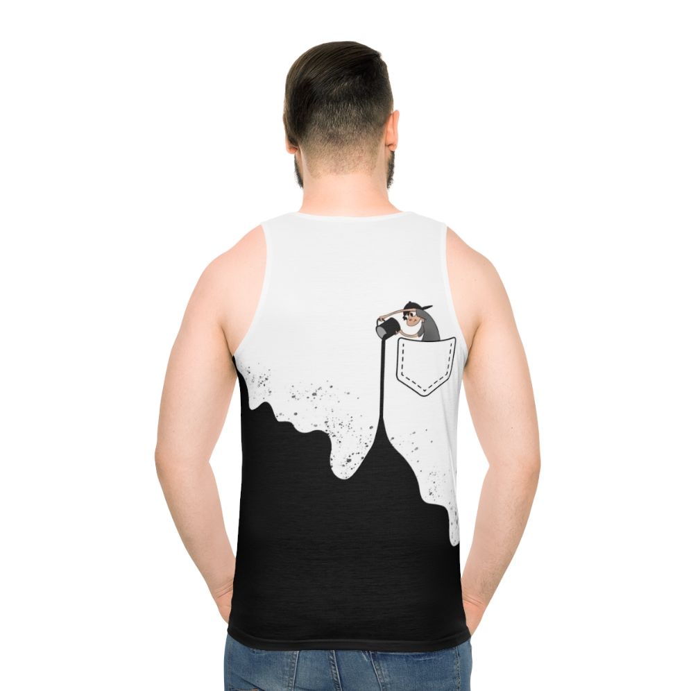 Unisex tank top with abstract paint splatter design
