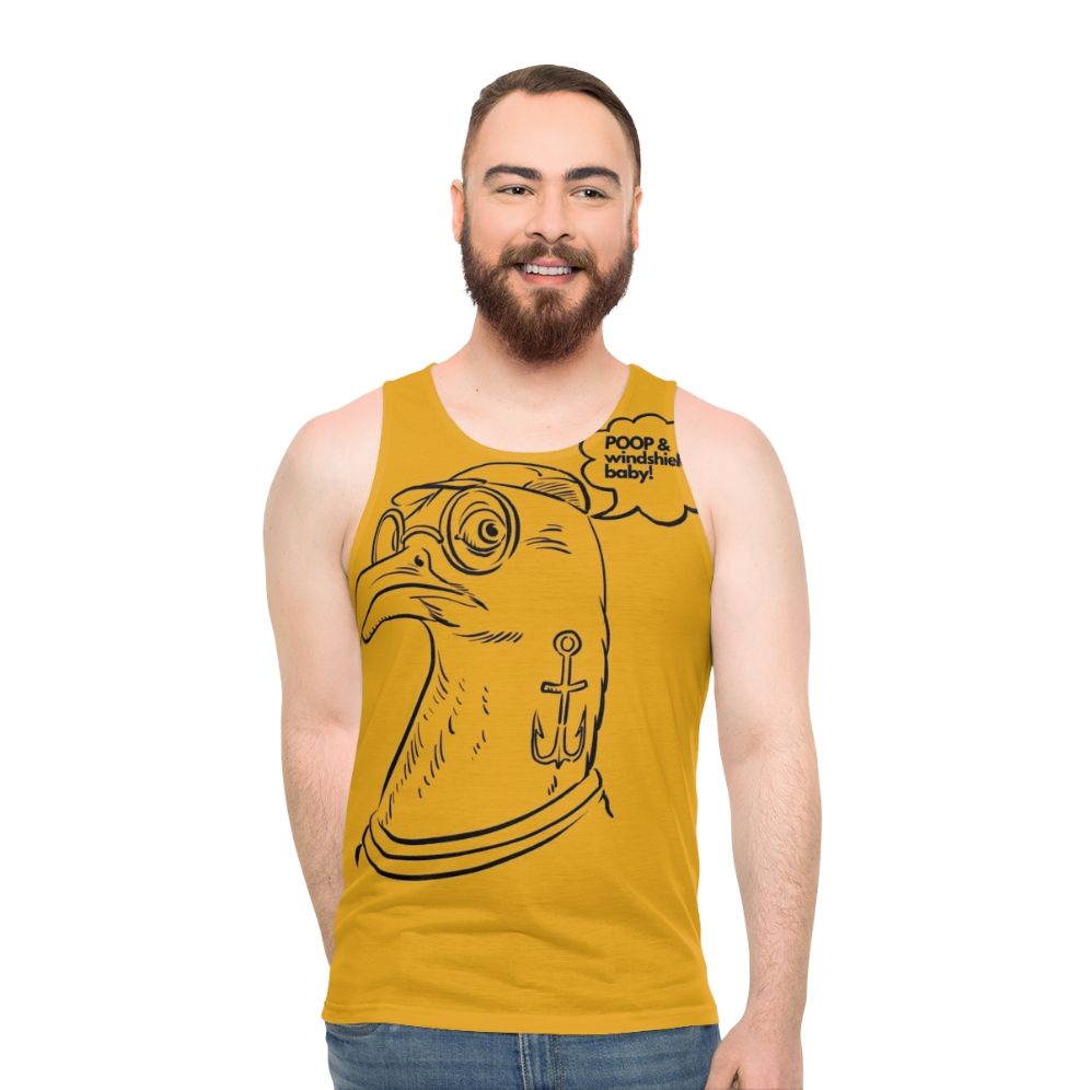 Unisex seagull poop graphic tank top
