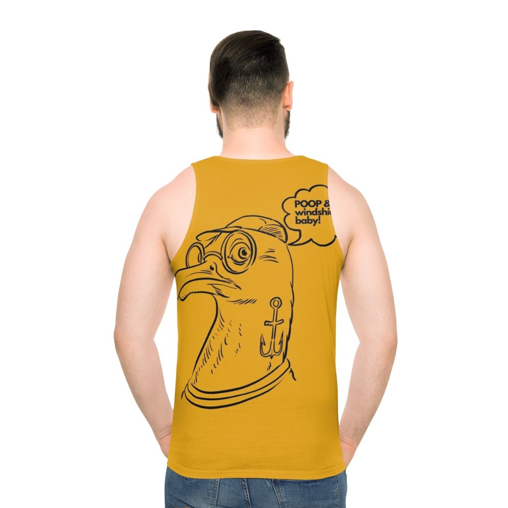 Unisex seagull poop graphic tank top