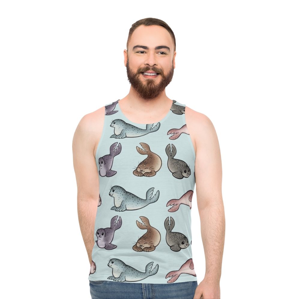 Unisex tank top with adorable seals design