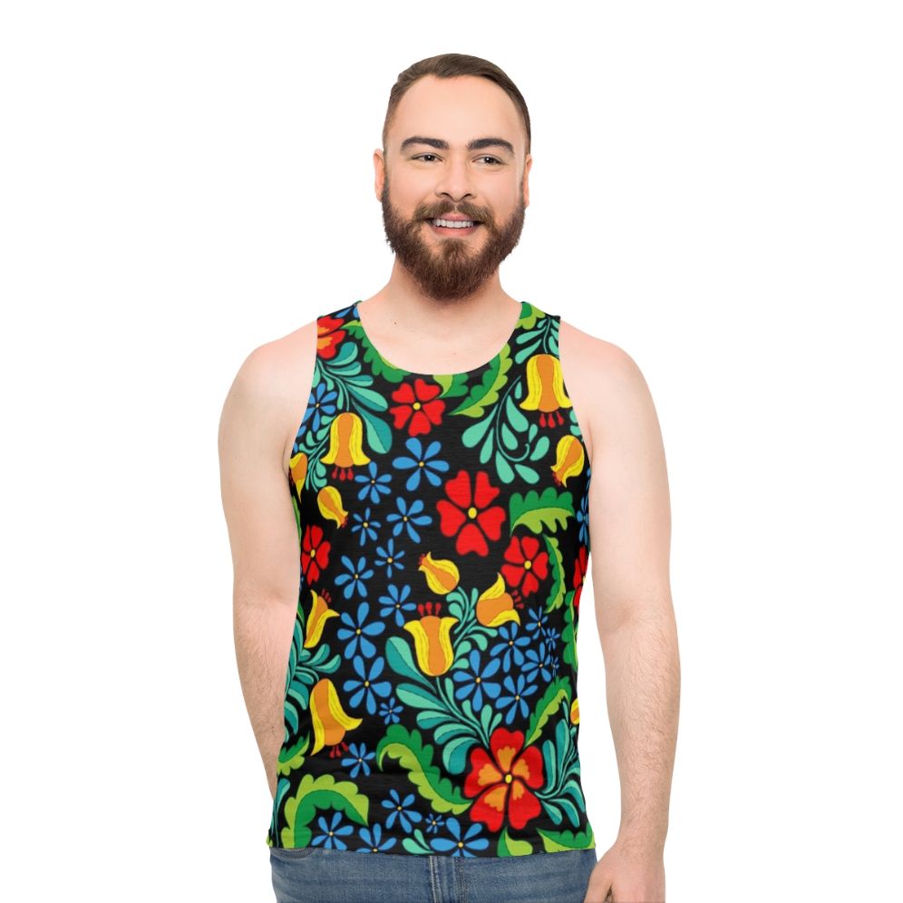 Seamless ethnic mexican tank top with traditional patterns