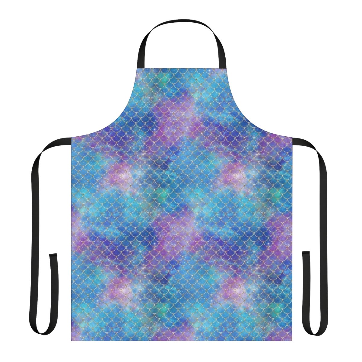 Mermaid scale pattern printed on a seamless apron
