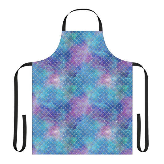 Mermaid scale pattern printed on a seamless apron