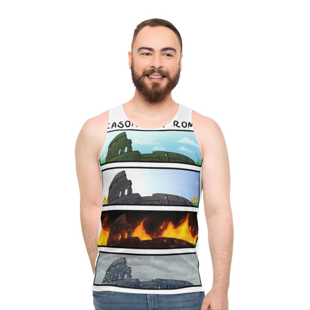 Seasons of Rome Unisex Tank Top with Fall Design