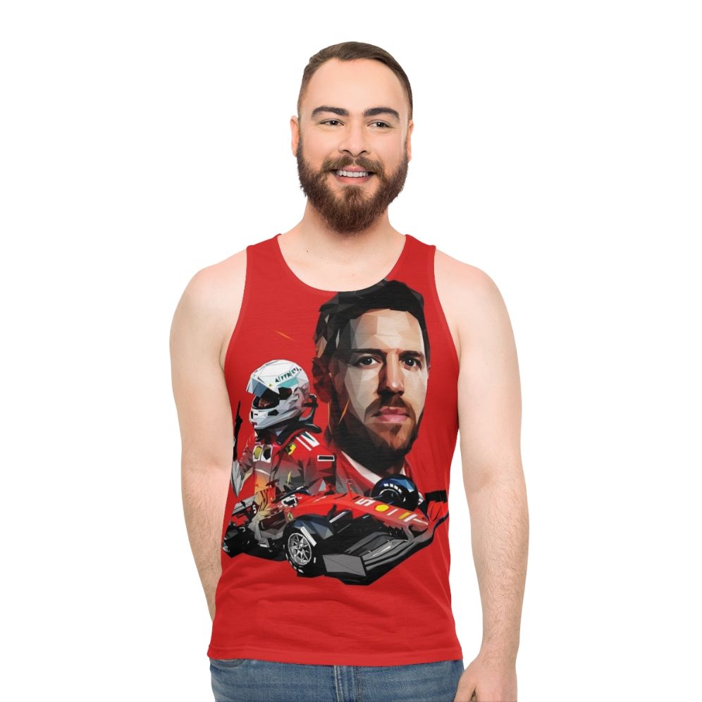 Sebastian Vettel low poly unisex formula 1 tank top