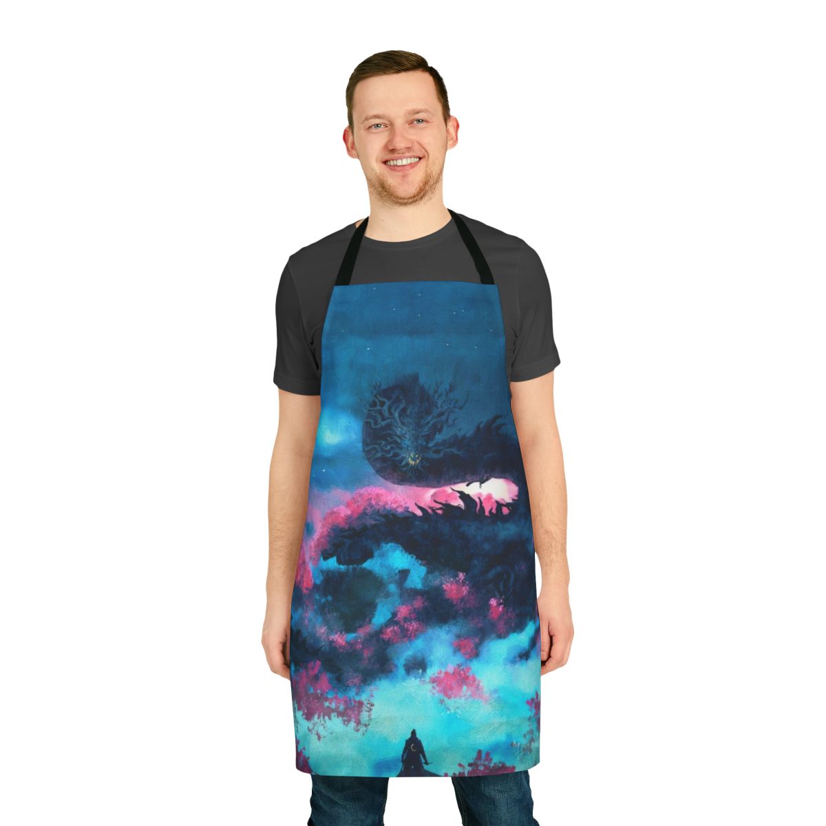 Sekiro Shadows Die Twice-themed apron with Japanese art and design