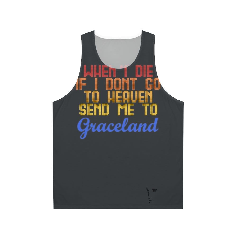 Elvis Presley Unisex Tank Top with "Send Me to Graceland" Design